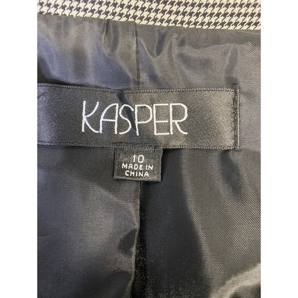 Kasper Black White Houndstooth 2 Button Career Work Casual Blazer Jacket Size 10 - Picture 4 of 5